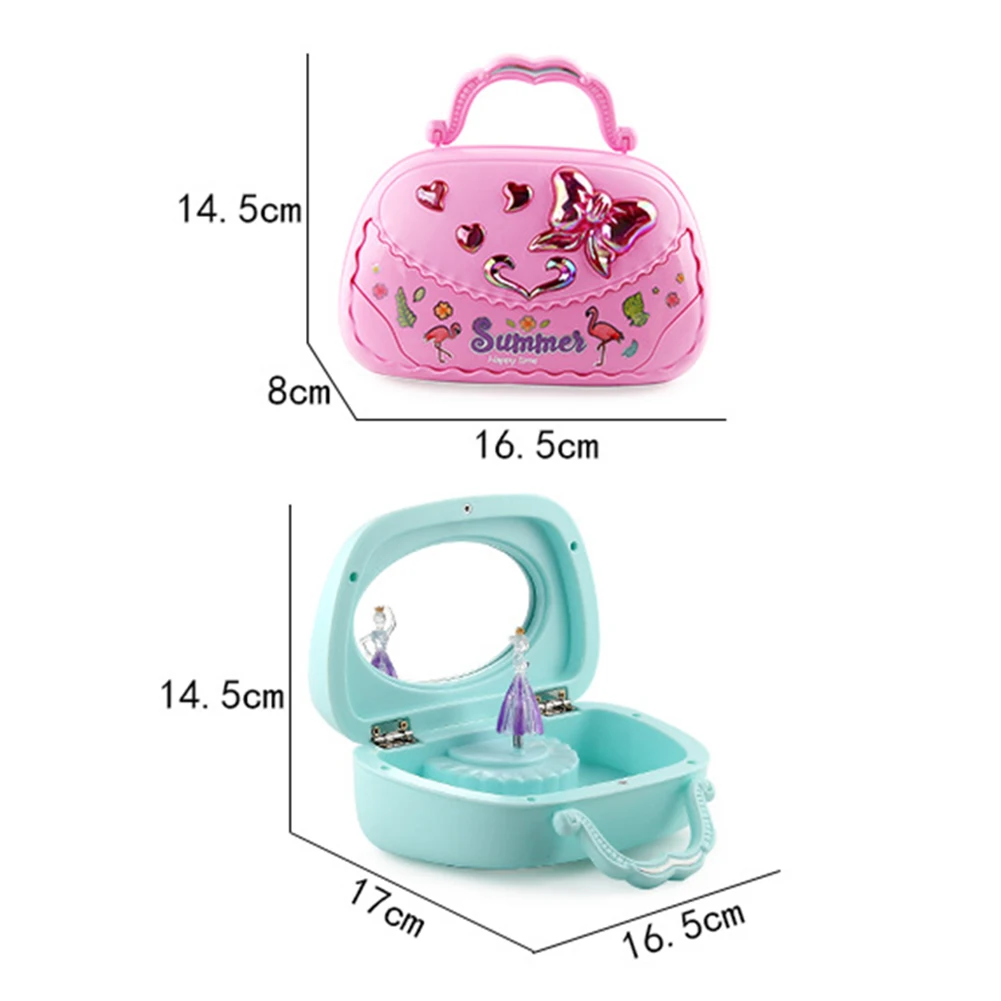 

Kids Girls Music Box Handbag Shape Rotating Ballet Girl Mirror Music Box Musical Toy Children Gift Musical Toy