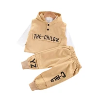 new spring baby cotton clothes children boys hooded vest t shirt pants 3pcsset infant sportswear autumn toddler casual costume