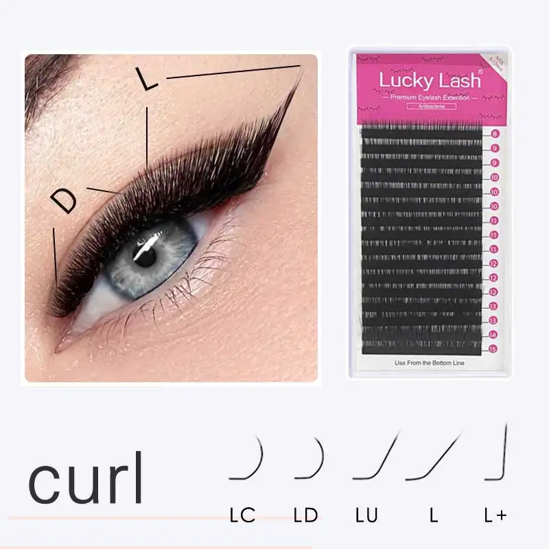 

L/L+/LC/LD/LU(M) Curl False Eyelash Extension 8-15Mix Matte Black Korea PBT Mink Eyelashes for Grafting L Shaped Makeup Lashes