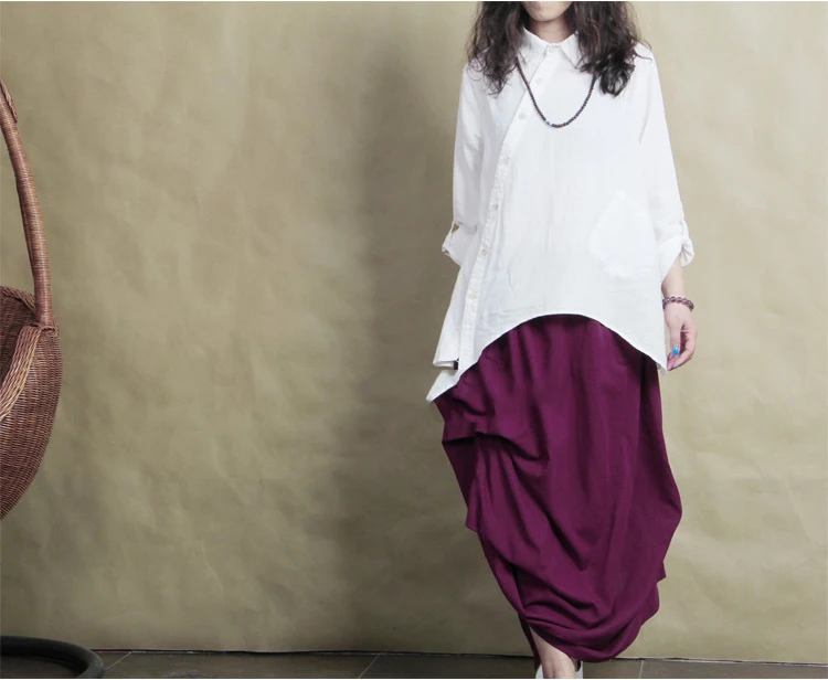 Горячая 2021 сезон: весна лето новая женская рубашка из хлопка и льна косые белая с