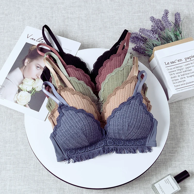 

Women's sexy bra tassel fashion deep V bra ultra thin magic lingerie no steel ring corset