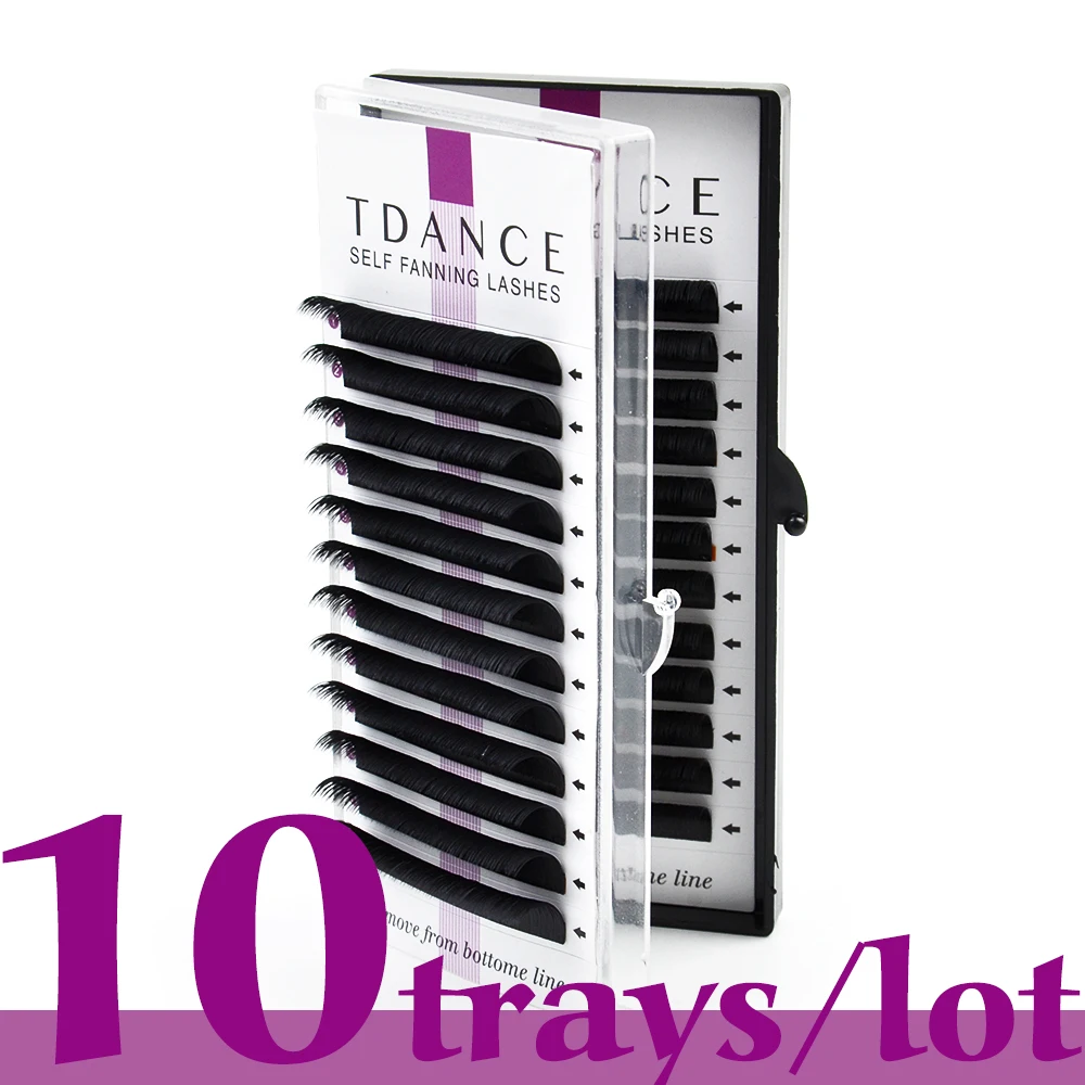 

TDANCE 10trays/lot Easy Fan Bloom False Eyelash Extension Austomatic Flowering Fast Self-Making Fans Volume Lashes Makeup