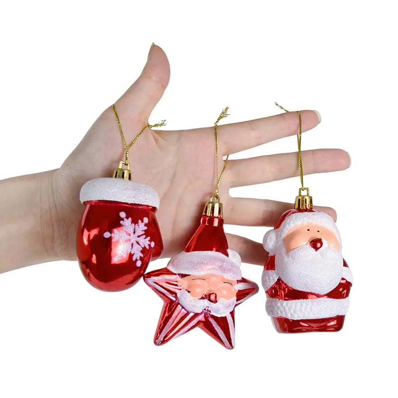 

Plastic Santa Snowman Gloves Stocking Candy Cane Star Xmas Tree Hanging Ornament Christmas Decorations for Home New Year Gift