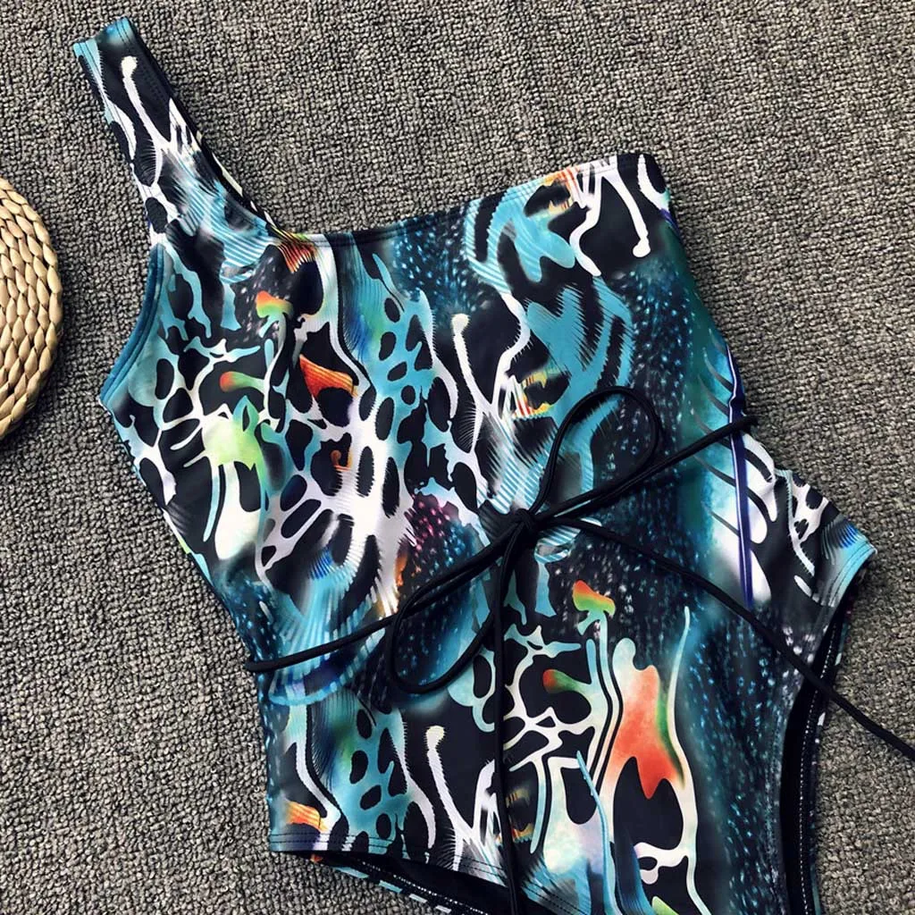 Женский сексуальный леопардовый цельный купальник пуш-ап купальный костюм