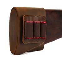 tourbon hunting shooting leather gun buttstock slip on recoil pad with rifle shotgun ammo cartridge holder clip one set