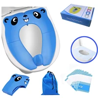 toilet training seat portable toilet seat toddler pp material with carry bag and 10 packs disposable toilet seat covers blue