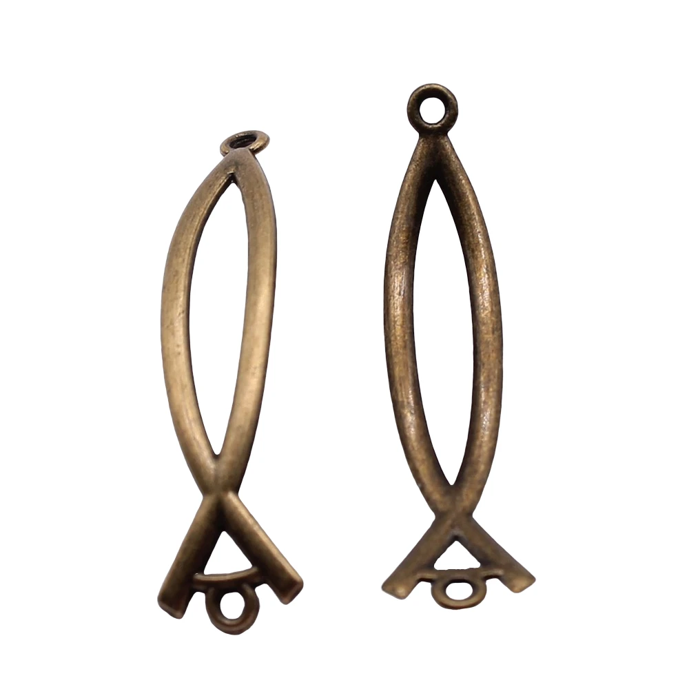 20 шт 48x10 мм соединитель для Иисуса рыбы античные серебряные подвески