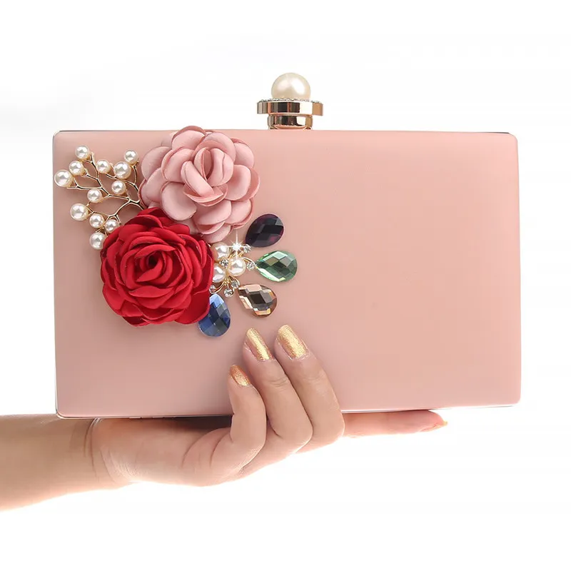2019 high quality luxury handmade flowers evening bags brand dinner clutch purse with chain flower banquet | Багаж и сумки