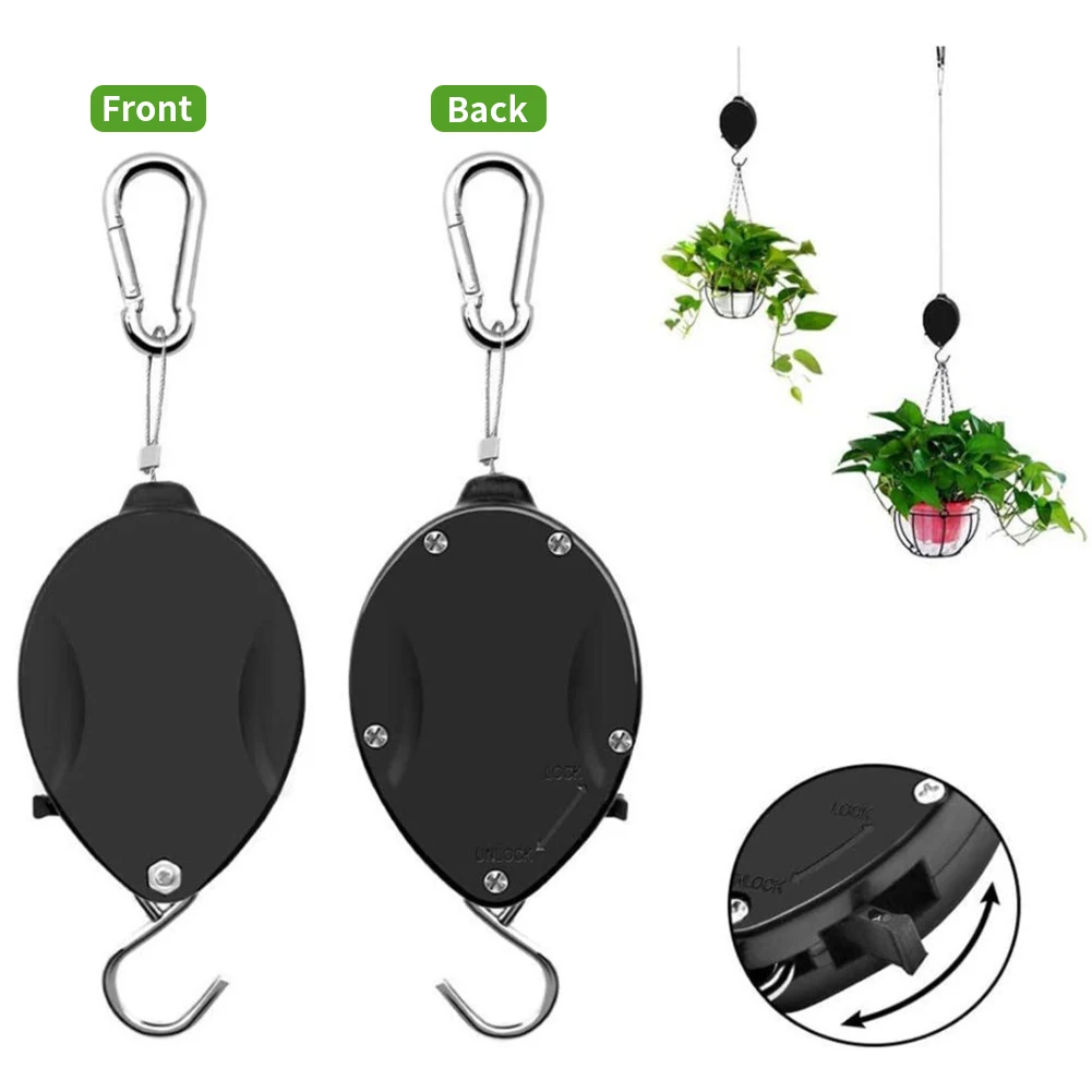 4pcs Feeding Garden Watering Multipurpose Plant Hook Pulley Easy Reach Pull Down Hanging Flower Basket Retractable Hanger Indoor |