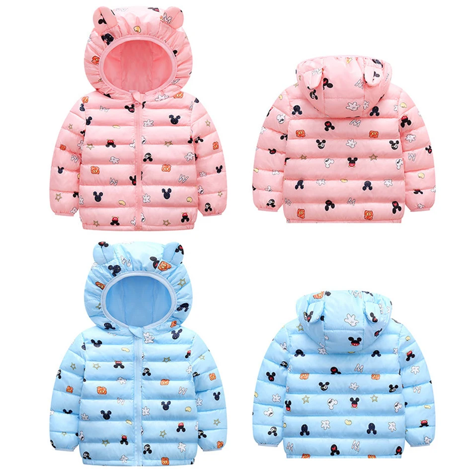 Зимнее теплое пальто с Микки и Минни одежда для маленьких девочек мальчиков