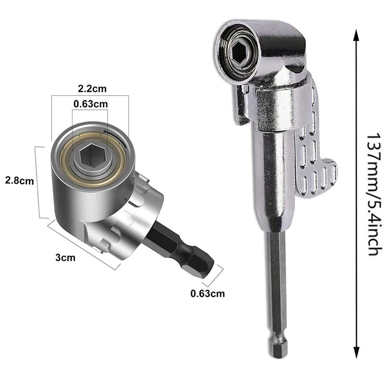 

3Pcs 105 Degree Right Angle Drill Adapter Hex Shank Screwdriver Angled Bit Holder and Flexible Angle Extension Bit Kit