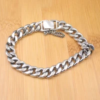 Pure 925 Sterling Silver Bangle Best 10mm Width Curb Link Chain Adjustable Bracelet For Men Lucky Gift 49-50g / 8.3inch