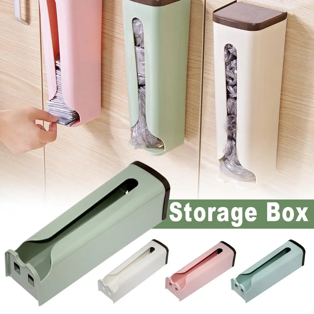 

New Home Grocery Bag Holder Wall Mount Storage Dispenser Plastic Kitchen Organizer 4 Color Self-adhesive Holder Kitchen Tools