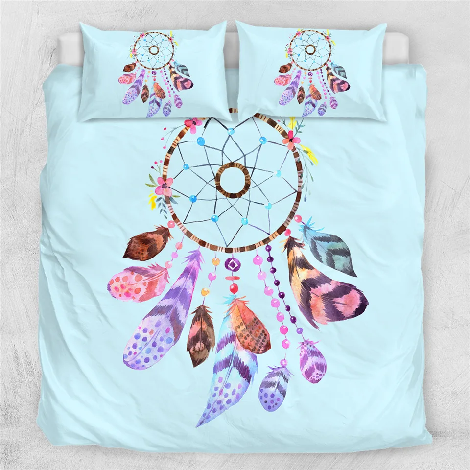Постельное белье Outlet Moon Dreamcatcher, комплект постельного белья, Королевский размер, перья, пододеяльник, белый комплект постельного белья, красивое постельное белье, 3 шт