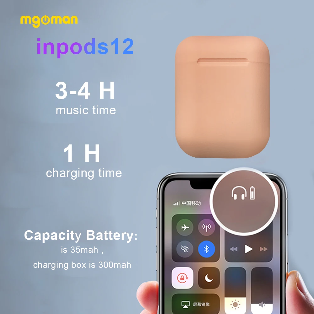 Mgoman Bluetooth 5,0 наушники Inpods 12 tws Macaron новые спортивные наушники HIFI беспроводные 12 для гарнитуры PK i7s i11 i9s i2000 i12