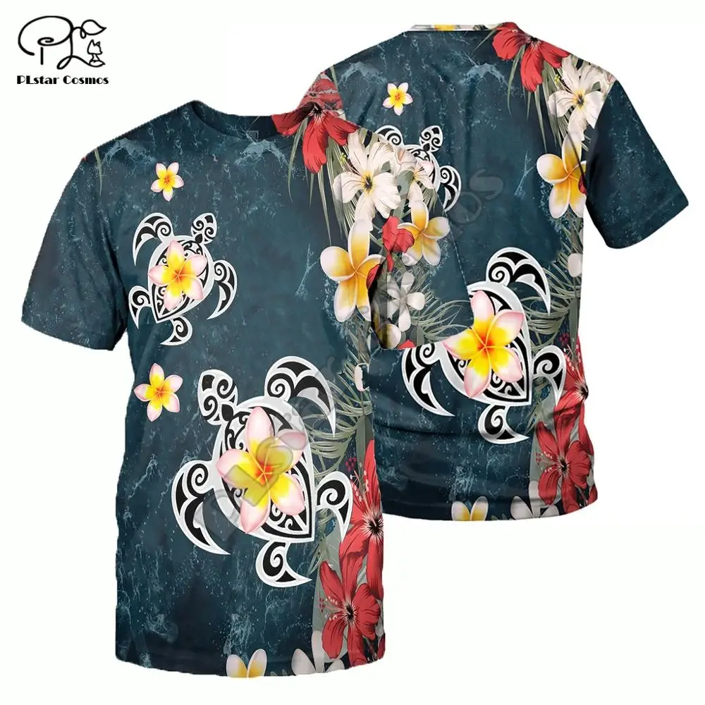 

PLstar Cosmos 3DPrint Polynesian Sea Turtle Tattoo Hibiscus Harajuku Streetwear Native Unisex Funny Tshirts Short sleeve -a6