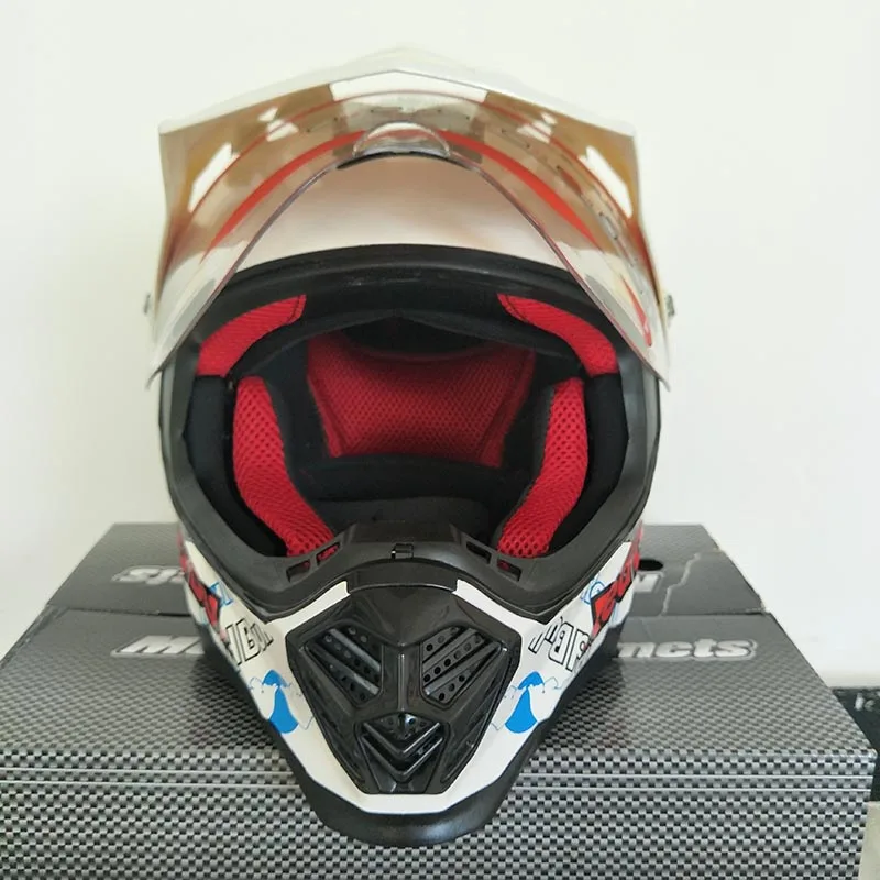 Мотоциклетный шлем закрытый для мотокросса женщин белый гонок|Шлемы| |