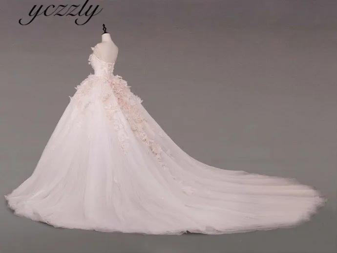 Vestidos De Novia 2019 Пышное розовое платье принцессы кружевное с аппликацией в виде