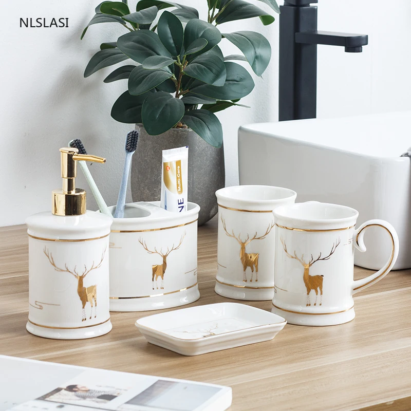 Светильник роскошный керамический комплект для ванной комнаты из 5 предметов в