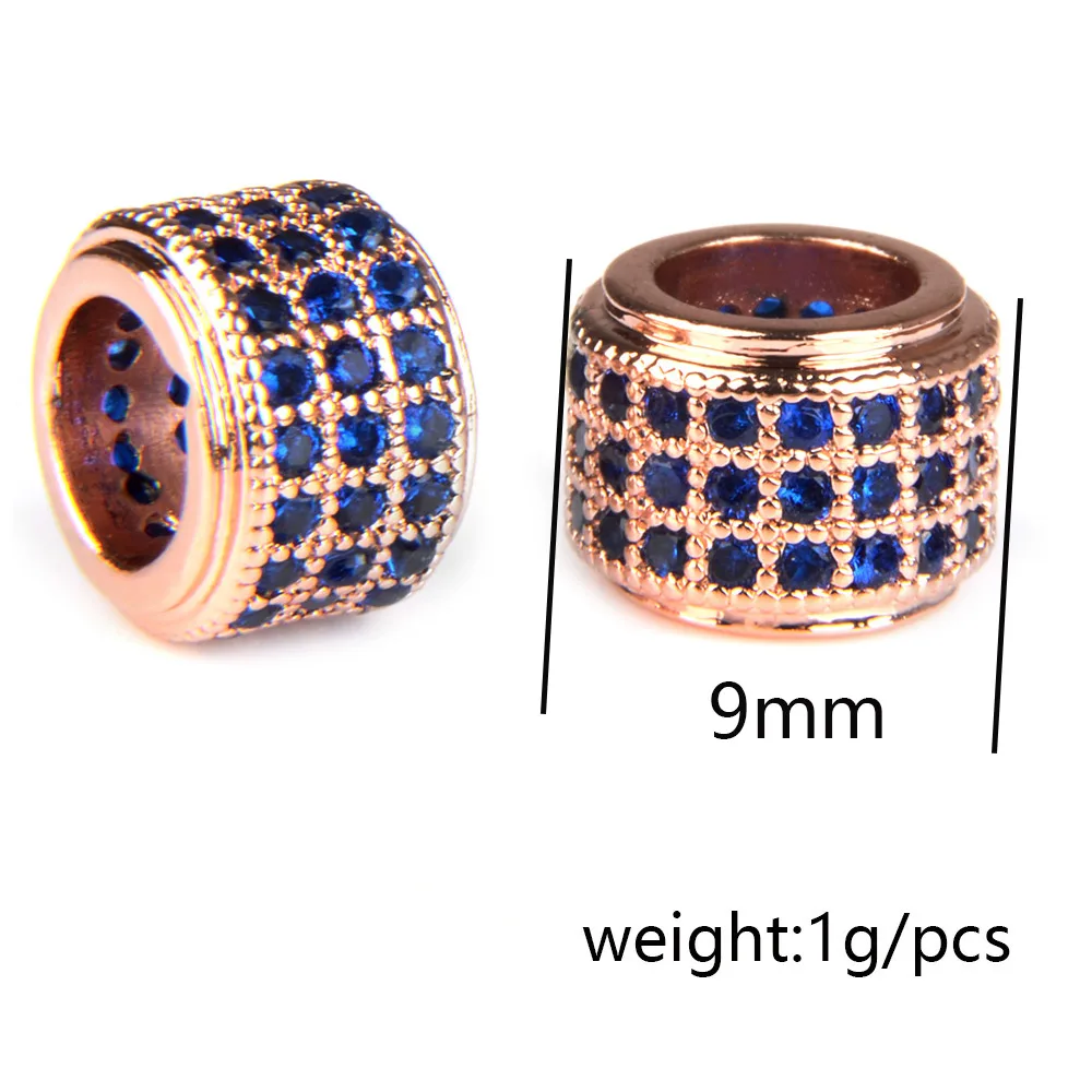 

3pcs/lot 9mm CZ Zircon Elliptic Ball Beads DIY Micro Pave CZ Spacer Beads Accessories For Bracelet Jewelry Making