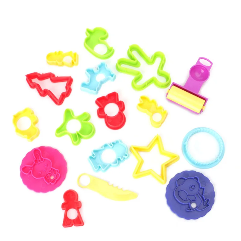 

18x Mixed Plastic Plasticine Clay Dough Cutters Moulds Childrens Modelling Tools