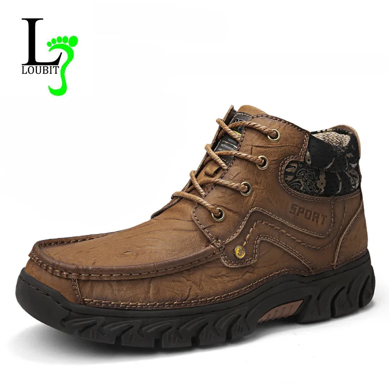 Мужские рабочие ботинки из коровьей кожи Уличная обувь резиновые ботильоны