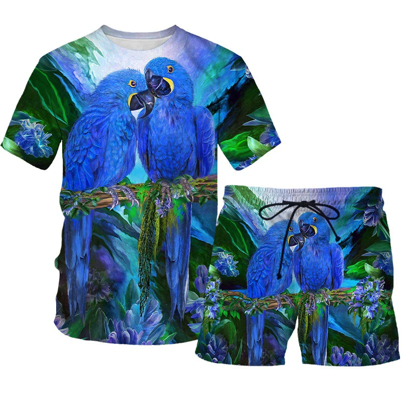 

2021 Summer New Men Casual Short Sleeve T Shirt+Beach Shorts Digital Printing Cool Graphics Unisex Beacht Set 2 Pieces Clothes