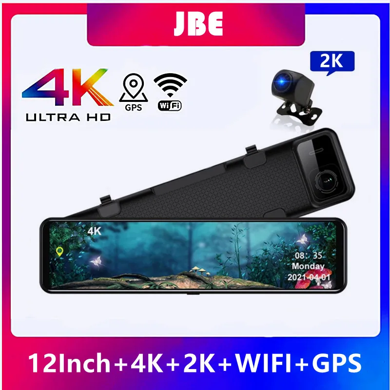 4K 3840*2160P 12-дюймовый автомобильный видеорегистратор с Wi-Fi GPS Sony IMX415 зеркало заднего