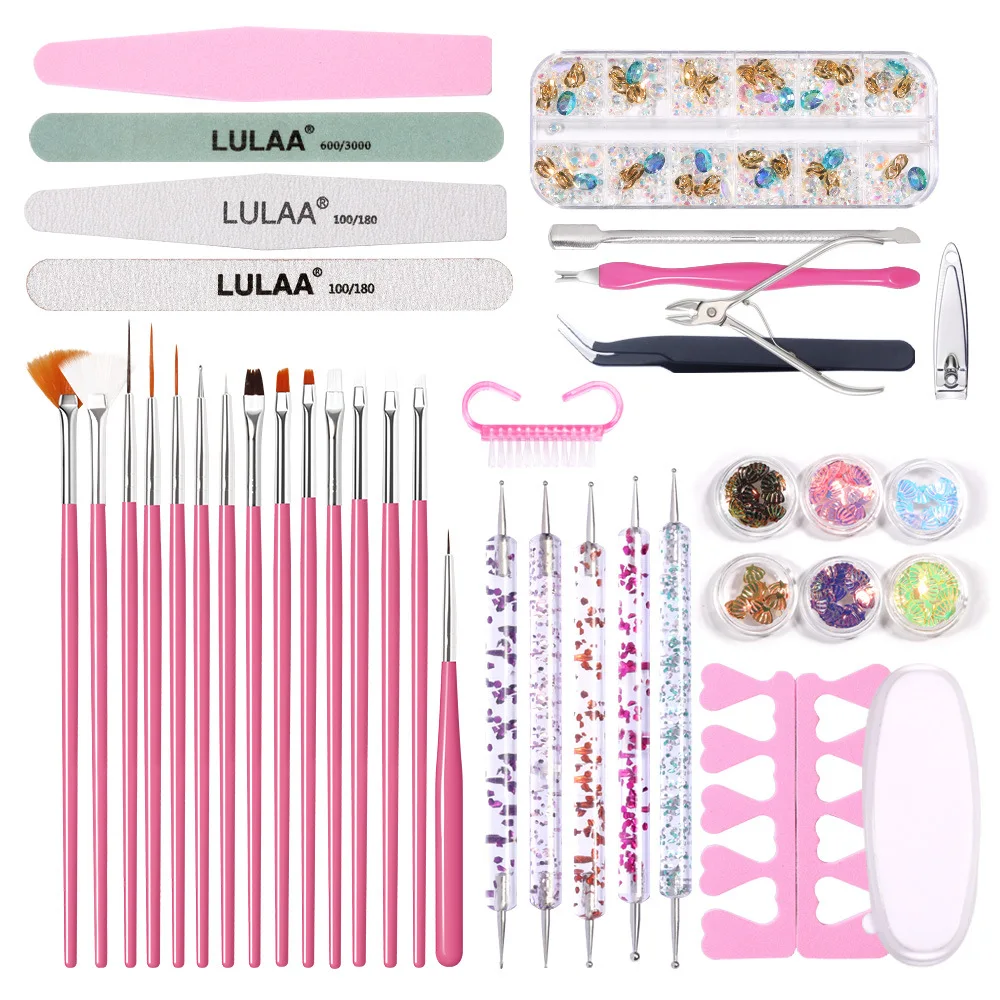 

Nail Art UV Gel Brushes Drawing Carving Pen Manicure Polishing Tool Nail Art Rhinestones Point Drill Pen Kit
