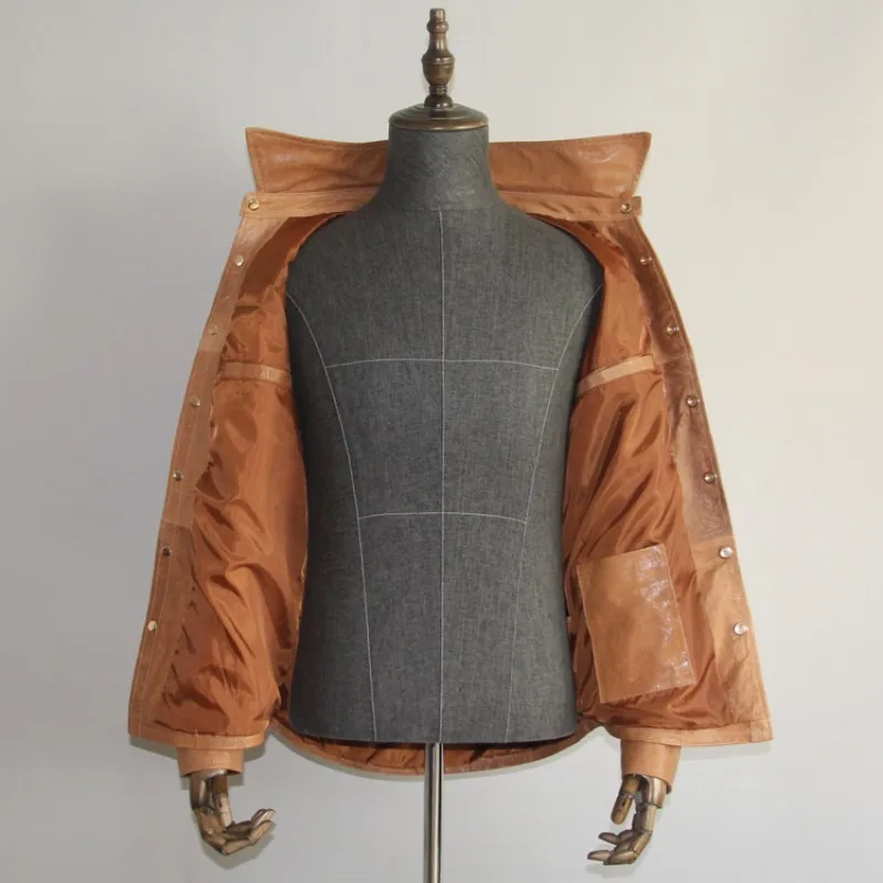 

Мужская офисная однобортная верхняя одежда из натуральной кожи, 2020 рубашка