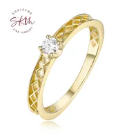 SKM Half eternity Infinity Wedding band women 14K Gold Alternative Simple Diamond ring Dainty Stacking Promise Anniversary