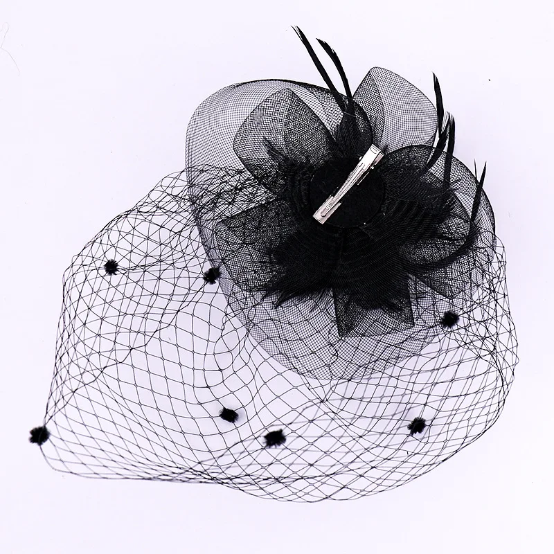 Женская Вуаль с голубыми перьями Свадебная шляпка для невесты модная шикарная 2019