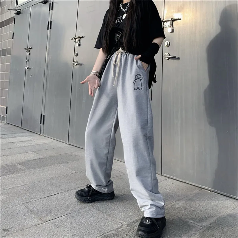 

Women's Pants With Wide Leg For Women Embroidered series Trousers Casual High Waist Drawstring Cotton Femme Elegant Pants