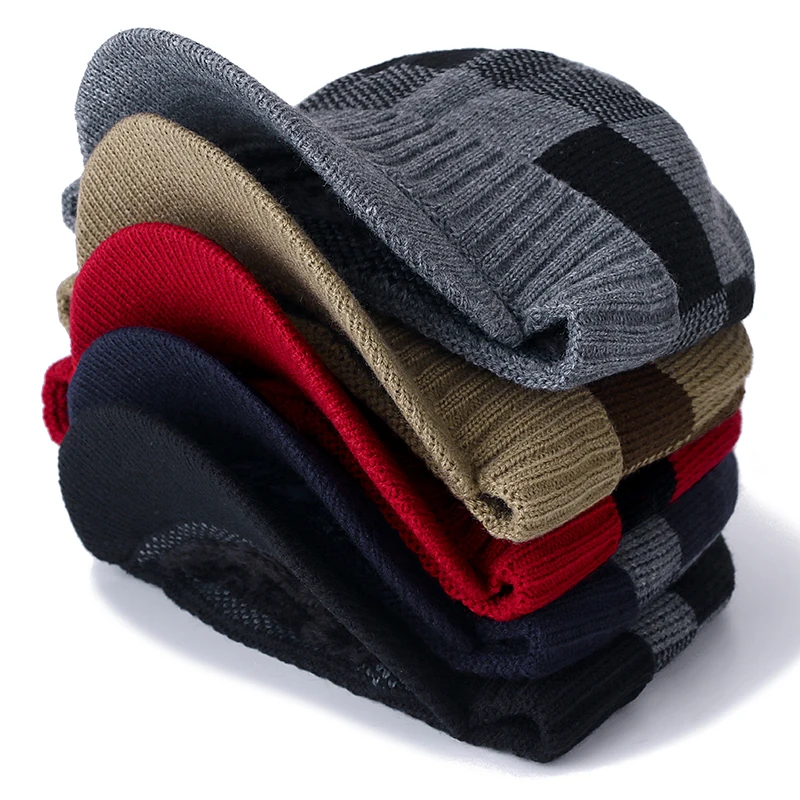 Высококачественные хлопковые зимние шапки с меховыми полями Skullies Beanies, шапка для мужчин и женщин, шерстяные шапки, маска Gorras Bonnet, вязаная шапка