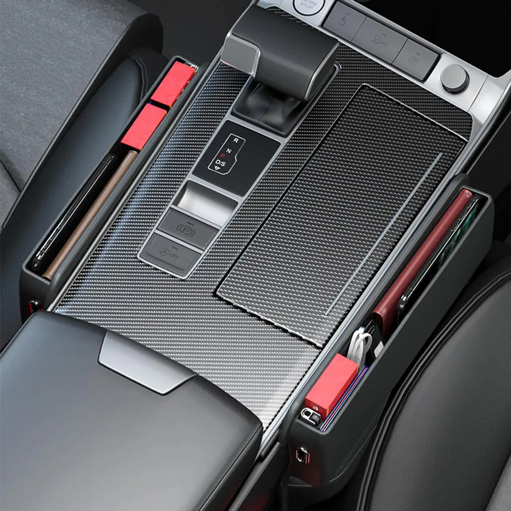 

Car Console Seat PU Leather Gap Filler Non-Slip Seat for Cellphone Car Keys