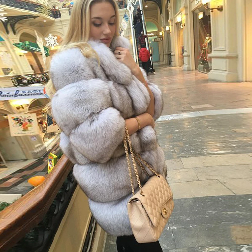 TOPFUR 2019 модное зимнее белое пальто из натурального меха для женщин шуба Буле лисы