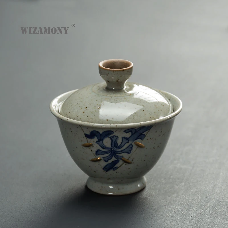1 шт. WIZAMONY 160 мл сине белый Gaiwan китайский старинный глазурь Цзиндэчжэнь Чайный