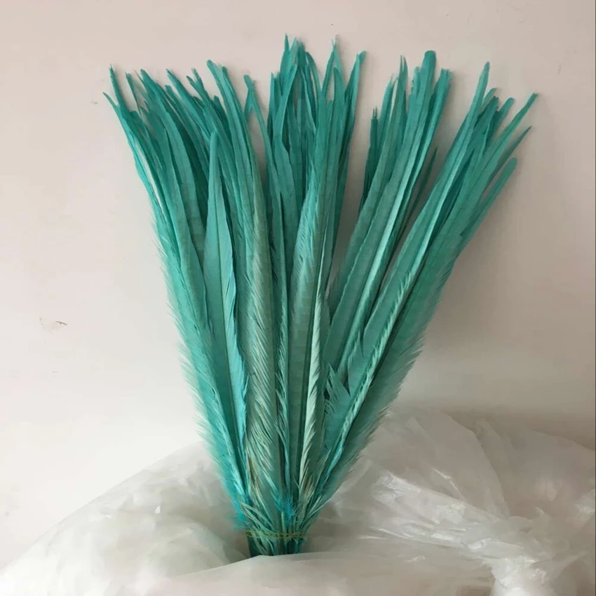 

100PCS Mint Green Dyed Pheasant Chicken Feathers 45-50CM 18-20" Natural Lady Amherst Pheasant Tails Ringneck Plumes Carnival Dec