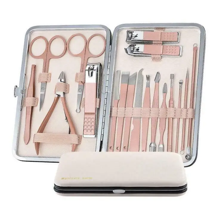 

2020 New Fashion 18Pcs Stainless Steel Professional Manicure Grooming Tool Kits Ear Pick Nail Clippers Set