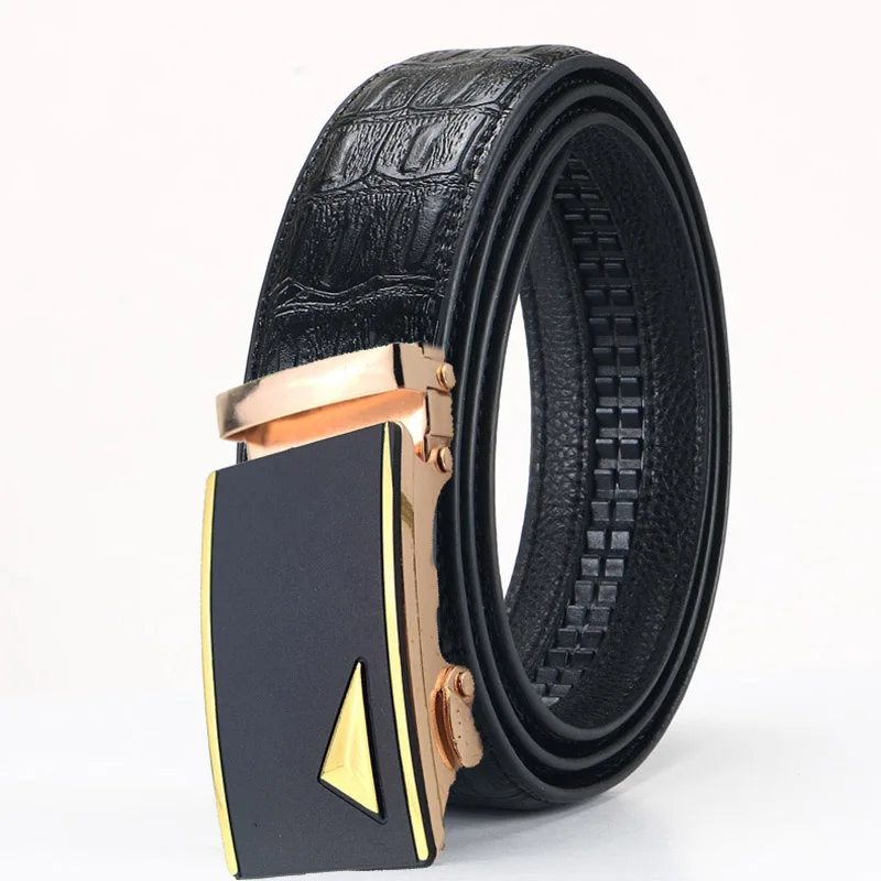 

Gentleman Men's Two-Layer Leather Belt High Quality Fashion New Trend Youth Solid Color Automatic Buckle Casual All-Match Belt