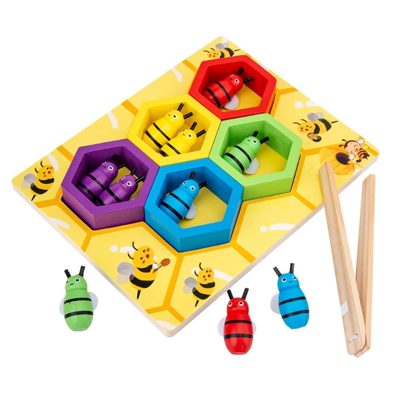 

Beehive Game Childhood Color Cognitive Clip Small Bee Toy Wooden Leaning Educatinal Toys Children Montessori Early Education