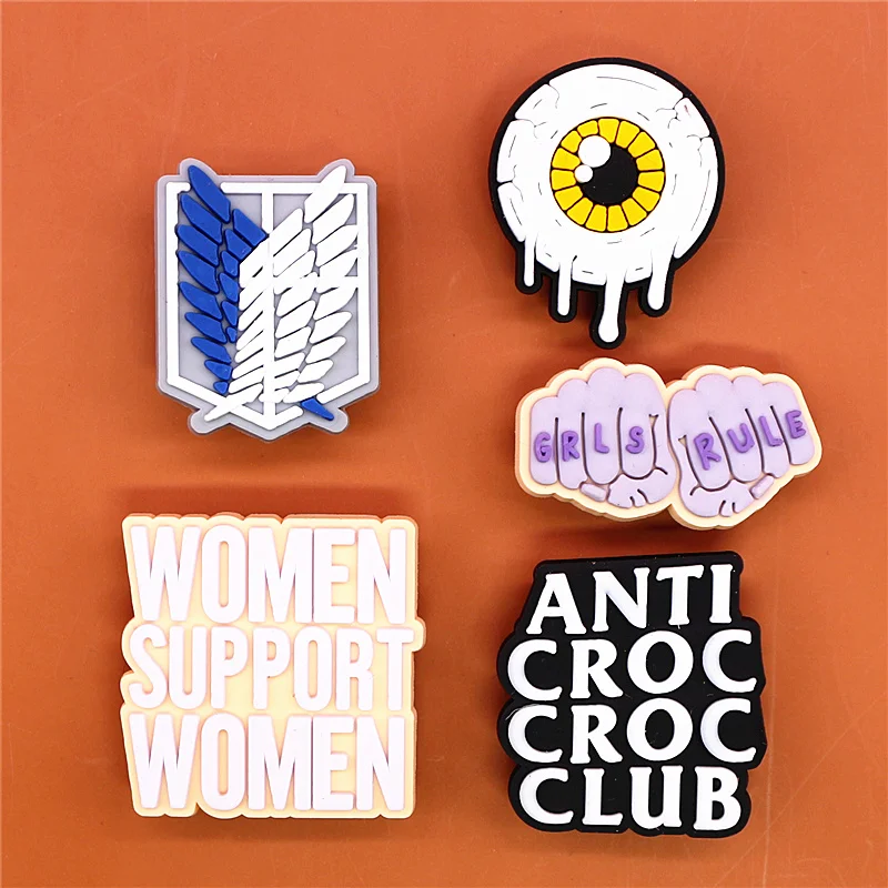 Grls Rule PVC Shoe Charms Accessories Slogan Women Support Women Shoes Buckle Decorations fit Croc JIBZ Kids X-mas Party Gifts