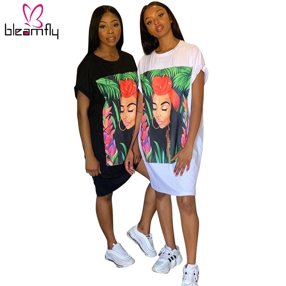 2019 летнее женское платье с принтом персонажа короткий рукав длина до колена