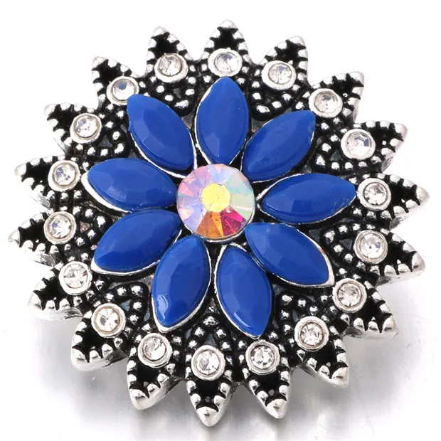 18 мм кнопки 5 Цвета Стразы с рисунком &quotПодсолнух&quot стиль Хрустальные оснастки