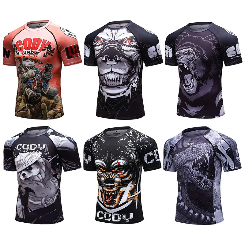 Rashguard тематика Бразильское джиу джитсу Gi MMA мужская футболка 3D Муай Тай футболки с