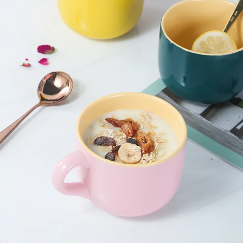Керамическая большая кружка для завтрака овсянки чая молока чашка большой