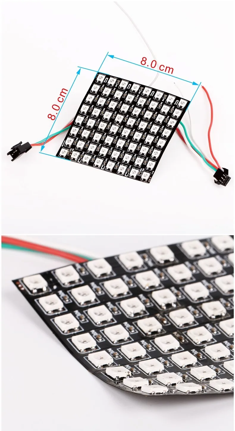 Цифровая Гибкая Светодиодная панель 8x8 16x16 8x32 пикселей SK6812 WS2812B RGB Матрица