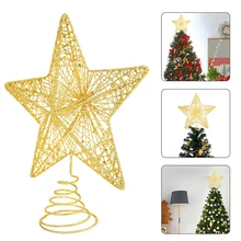 골드 반짝이 크리스마스 트리 탑 다리미 스타 크리스마스 장식, 가정용 크리스마스 트리 장식품, Navidad 새해 2023, Natal Noel