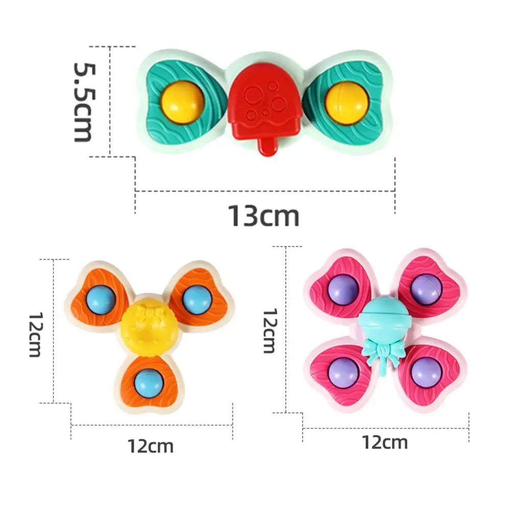 3Pcs/Set Baby Bath Toy Rotating Early Learning Smooth Edge Spin Sucker Spinning Top Toy for Infant Accessories