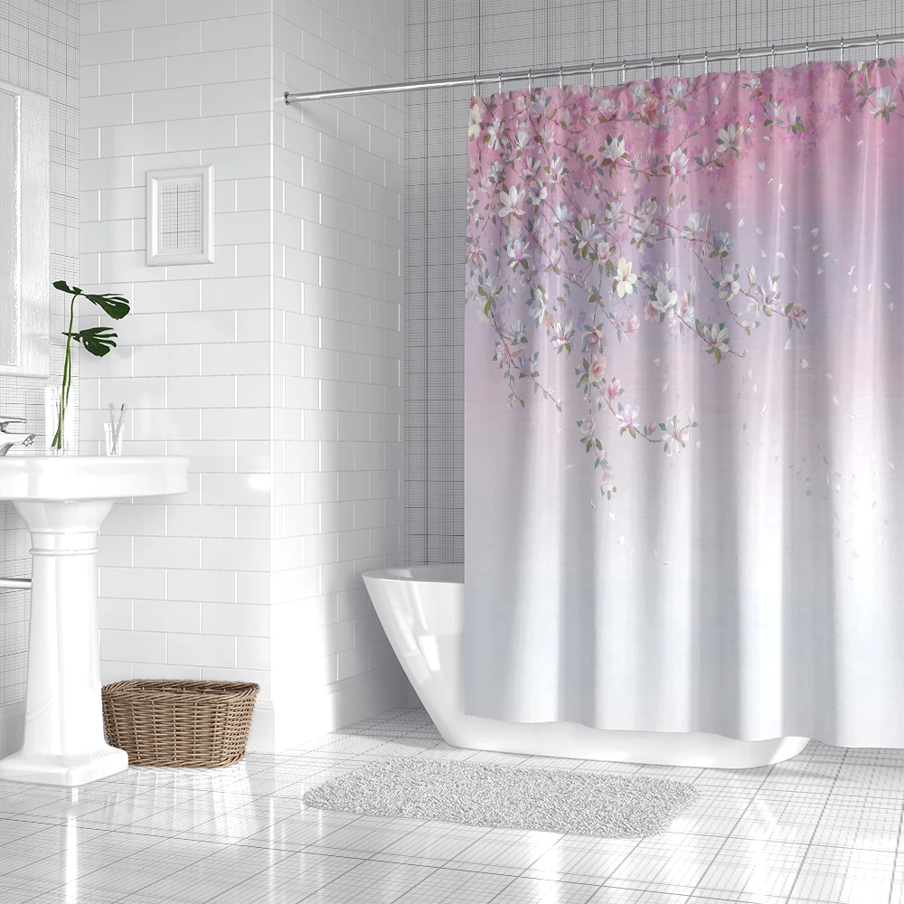 

Маленькие цветы, свежий принт, цветущая занавеска для ванной, натуральный крючок, декор для комнаты, занавеска для душа